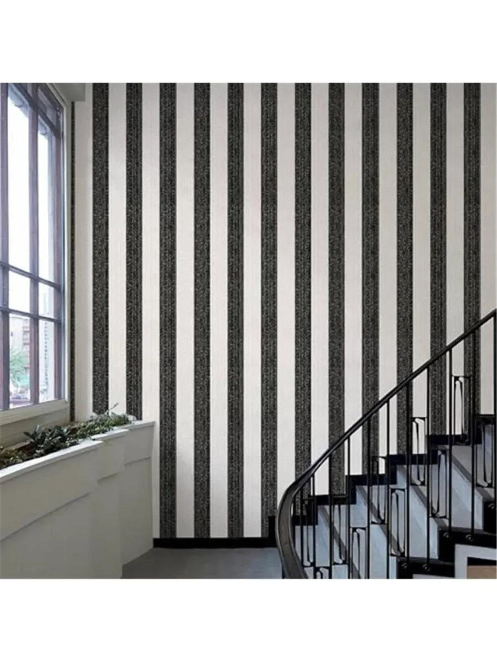 Black Stripe Peel and Stick Wallpaper 15.7